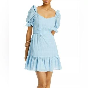 Aqua Sky Blue Dress with Ruffle Sleeves